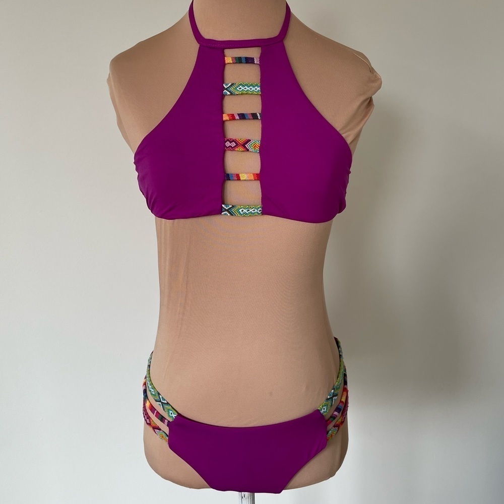 Isabella Rose Besties Friendship Strap High Neck Halter Maui 2 Piece Bikini Sz S